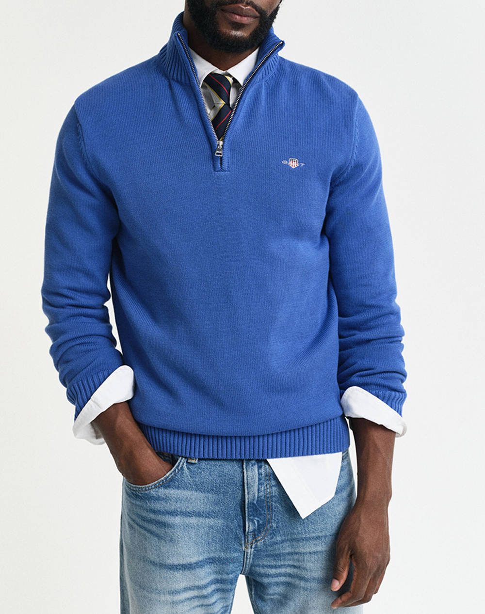 GANT ΠΟΥΛΟΒΕΡ ΜΜ CASUAL COTTON HALF ZIP 3G8030170-407 Blue