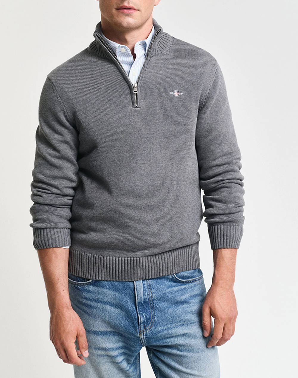GANT ΠΟΥΛΟΒΕΡ ΜΜ CASUAL COTTON HALF ZIP 3G8030170-92 Gray