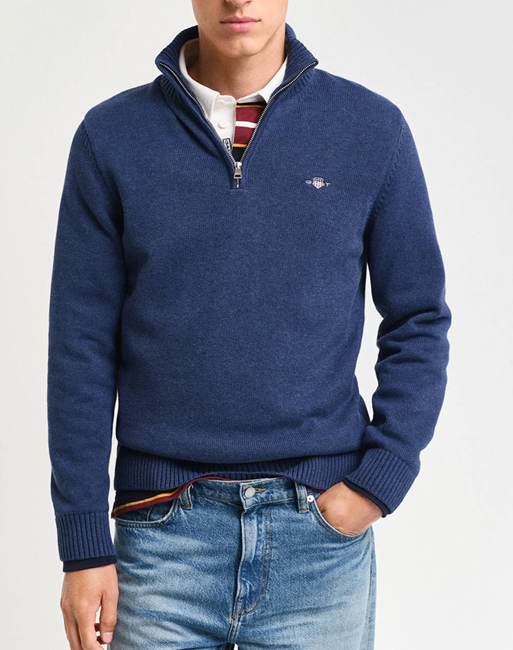 GANT ΠΟΥΛΟΒΕΡ ΜΜ CASUAL COTTON HALF ZIP 3G8030170-902 JeanBlue