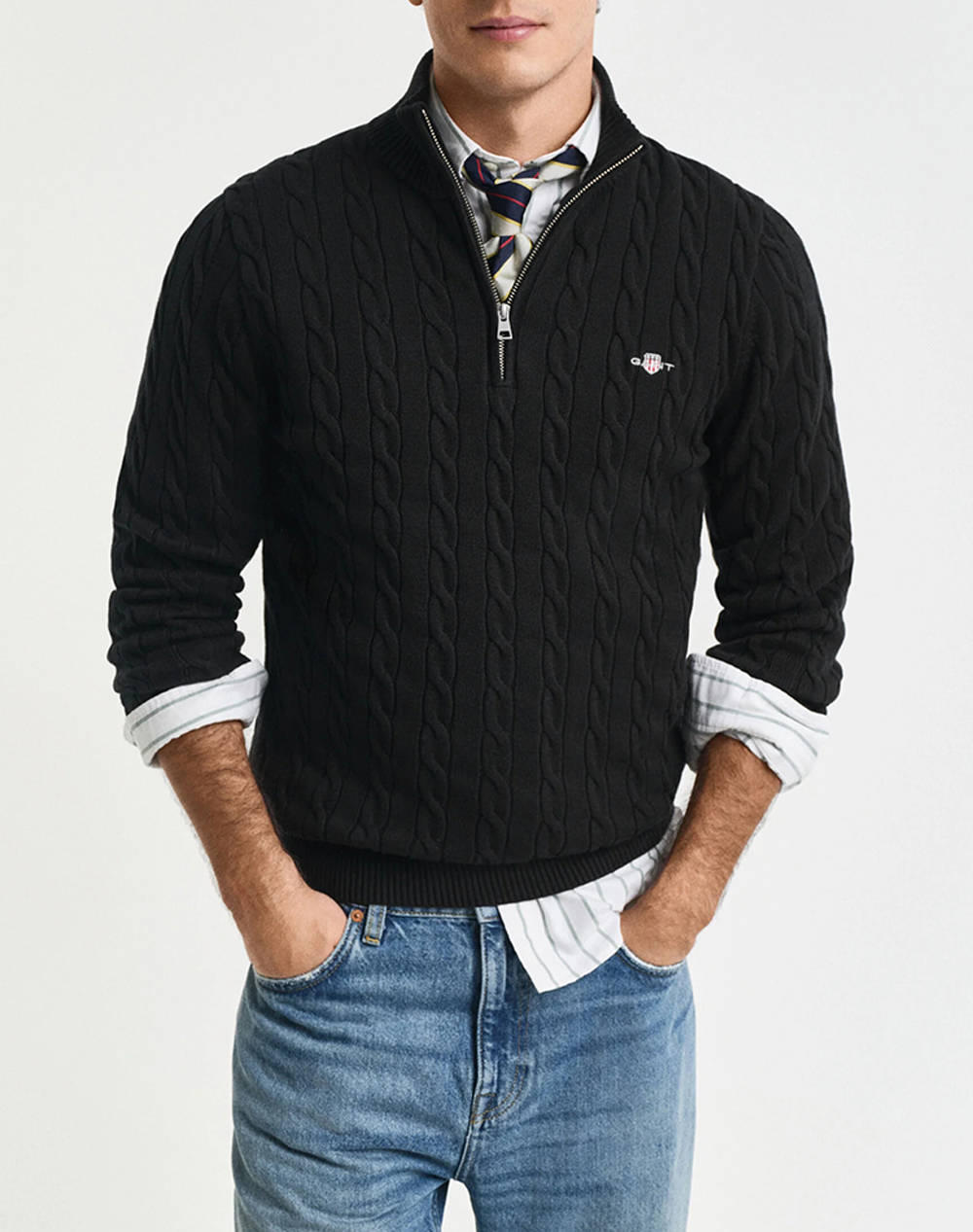 GANT ΠΟΥΛΟΒΕΡ ΜΜ COTTON CABLE HALF ZIP 3G8050603-5 Black