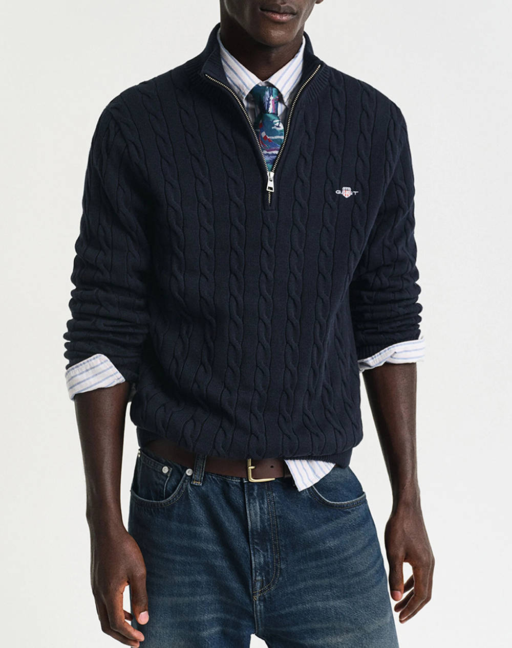 GANT ΠΟΥΛΟΒΕΡ ΜΜ COTTON CABLE HALF ZIP 3G8050603-433 DarkBlue