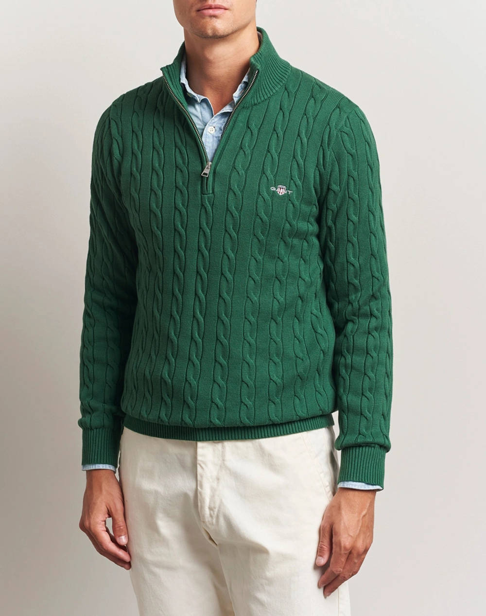 GANT ΠΟΥΛΟΒΕΡ ΜΜ COTTON CABLE HALF ZIP 3G8050603-338 DarkGreen