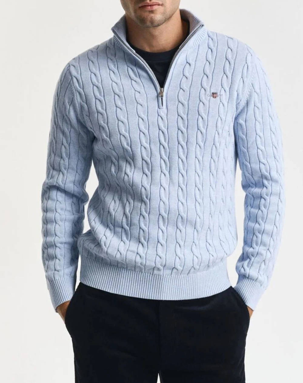 GANT ΠΟΥΛΟΒΕΡ ΜΜ COTTON CABLE HALF ZIP 3G8050603-498 LightBlue