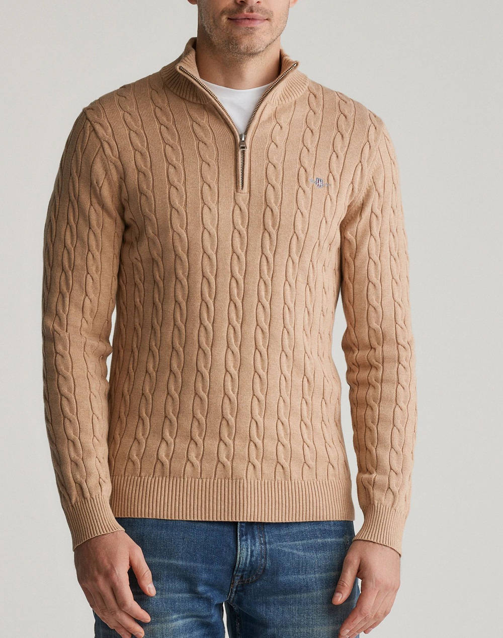 GANT ΠΟΥΛΟΒΕΡ ΜΜ COTTON CABLE HALF ZIP 3G8050603-296 SandyBrown
