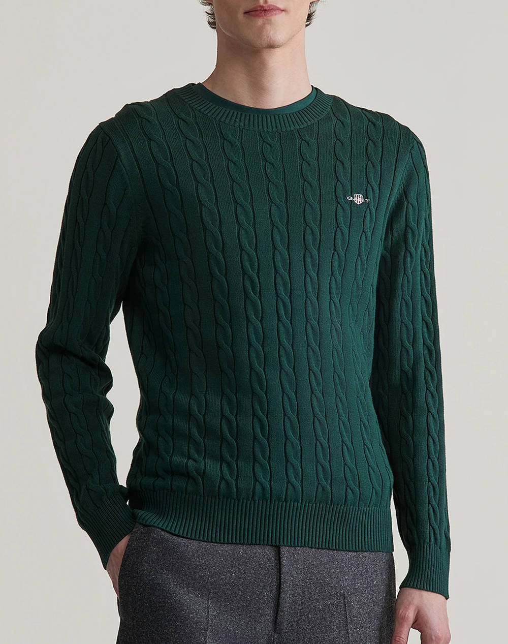 GANT ΠΟΥΛΟΒΕΡ ΜΜ COTTON CABLE C-NECK 3G8050601-374 DarkGreen