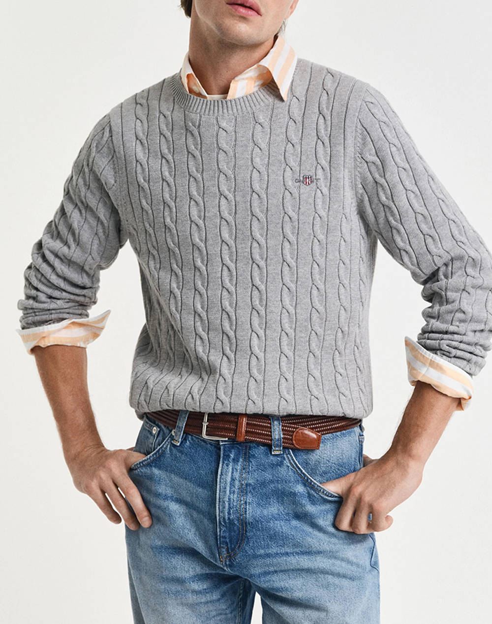 GANT ΠΟΥΛΟΒΕΡ ΜΜ COTTON CABLE C-NECK 3G8050601-93 Gray