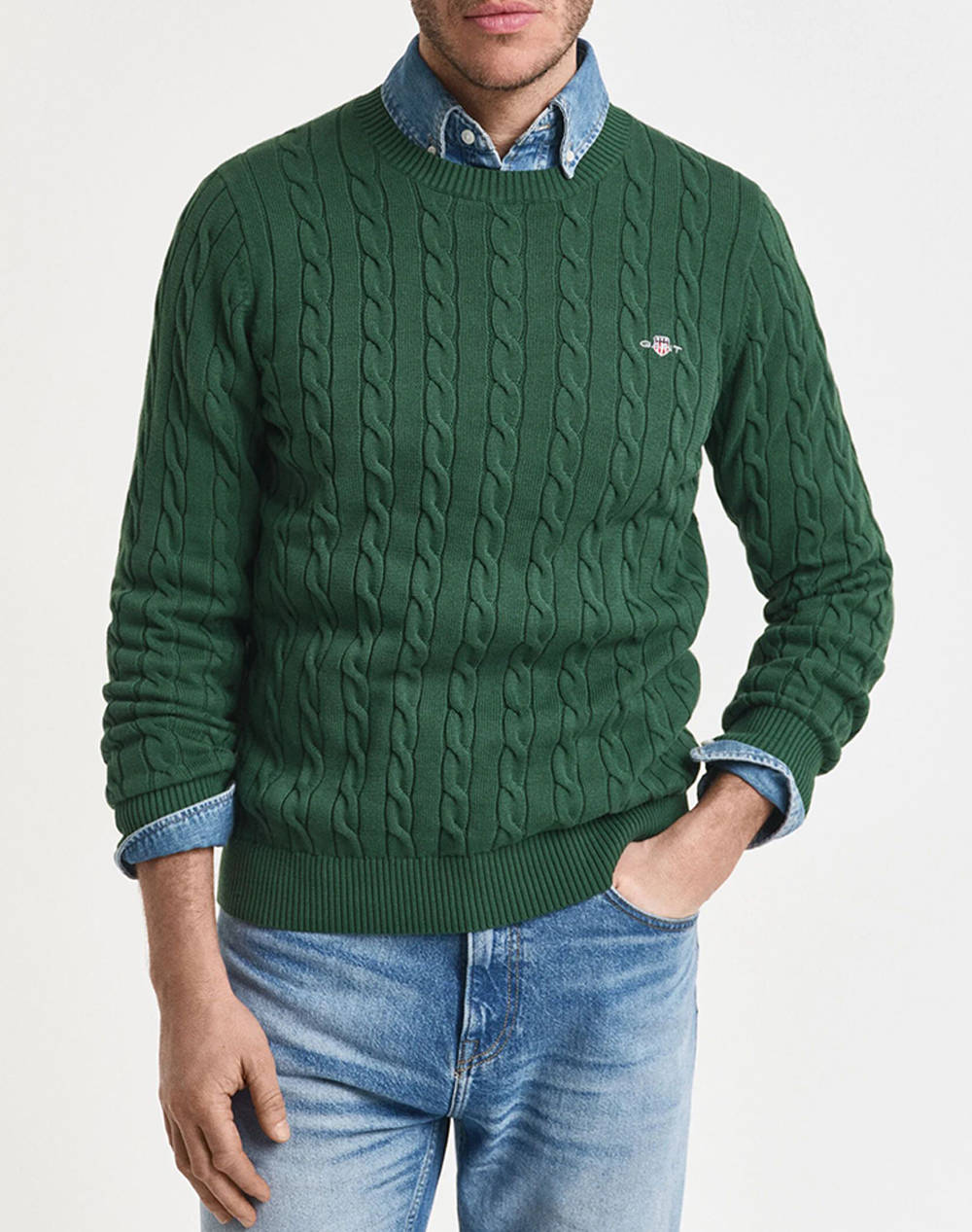 GANT ΠΟΥΛΟΒΕΡ ΜΜ COTTON CABLE C-NECK 3G8050601-338 Green