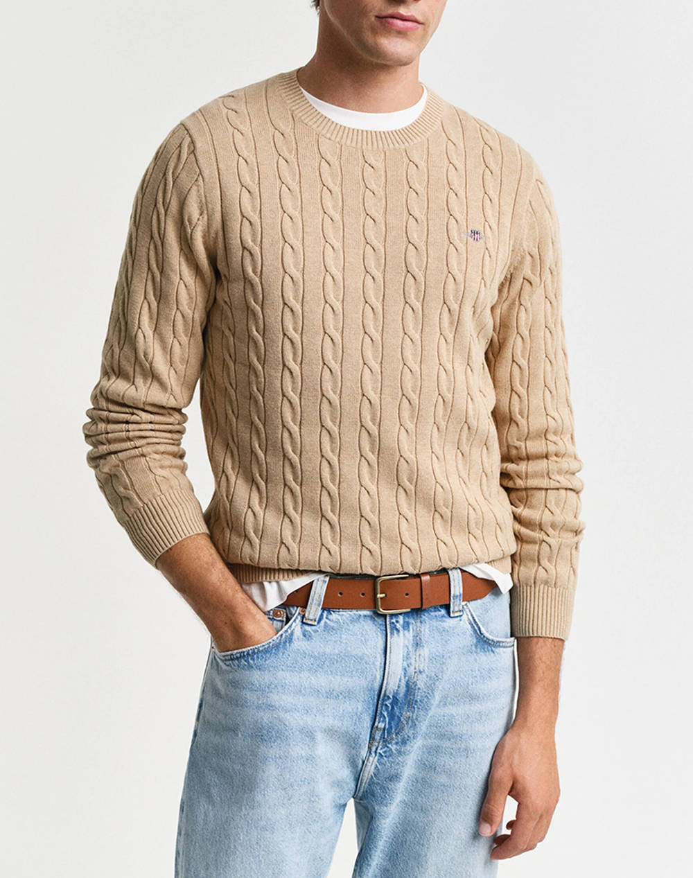 GANT ΠΟΥΛΟΒΕΡ ΜΜ COTTON CABLE C-NECK 3G8050601-296 SandyBrown