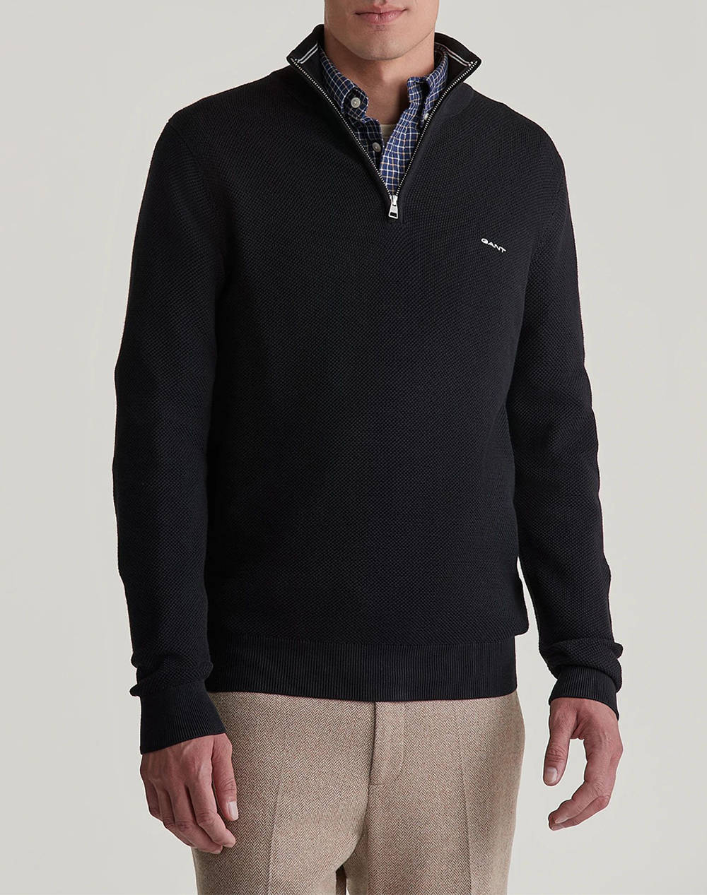 GANT ΠΟΥΛΟΒΕΡ ΜΜ COTTON PIQUE HALF ZIP 3G8040523-5 Black