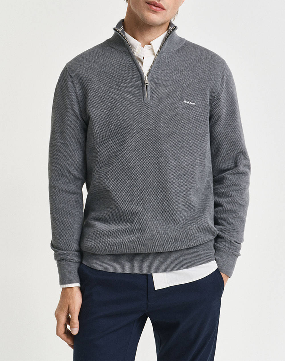 GANT ΠΟΥΛΟΒΕΡ ΜΜ COTTON PIQUE HALF ZIP 3G8040523-92 Gray