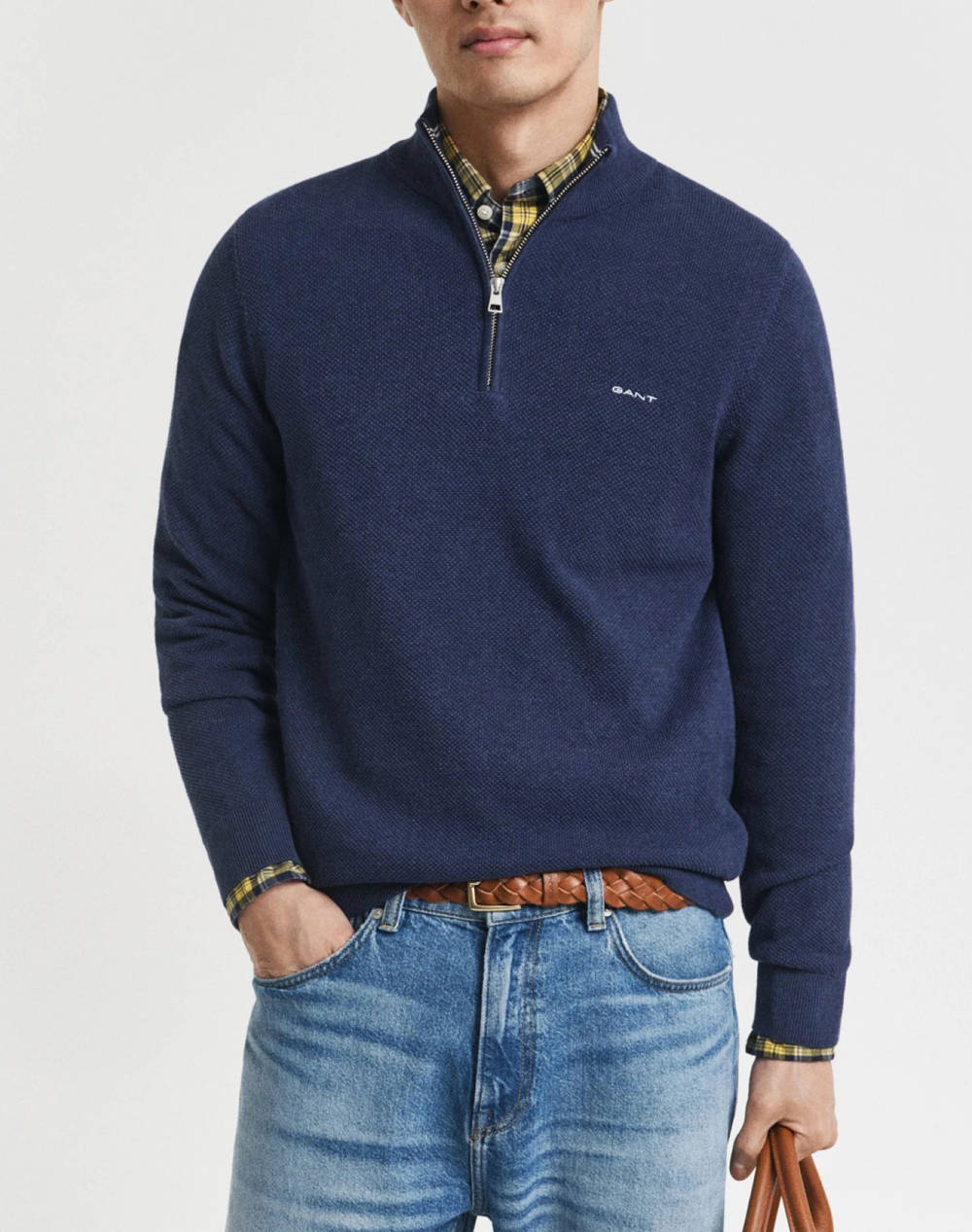 GANT ΠΟΥΛΟΒΕΡ ΜΜ COTTON PIQUE HALF ZIP 3G8040523-487 NavyBlue