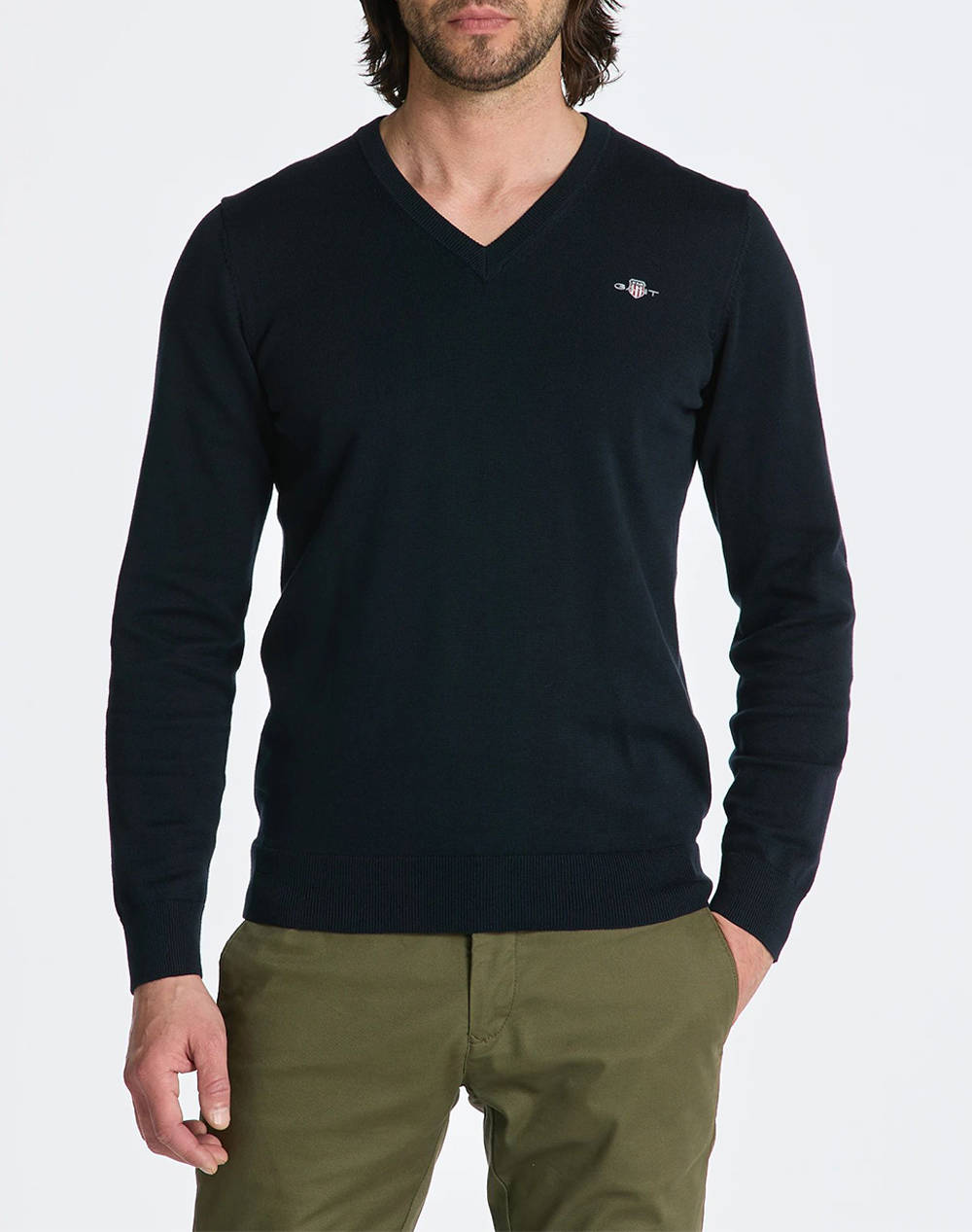 GANT ΠΟΥΛΟΒΕΡ ΜΜ CLASSIC COTTON V-NECK 3G8030562-374 DarkBlue