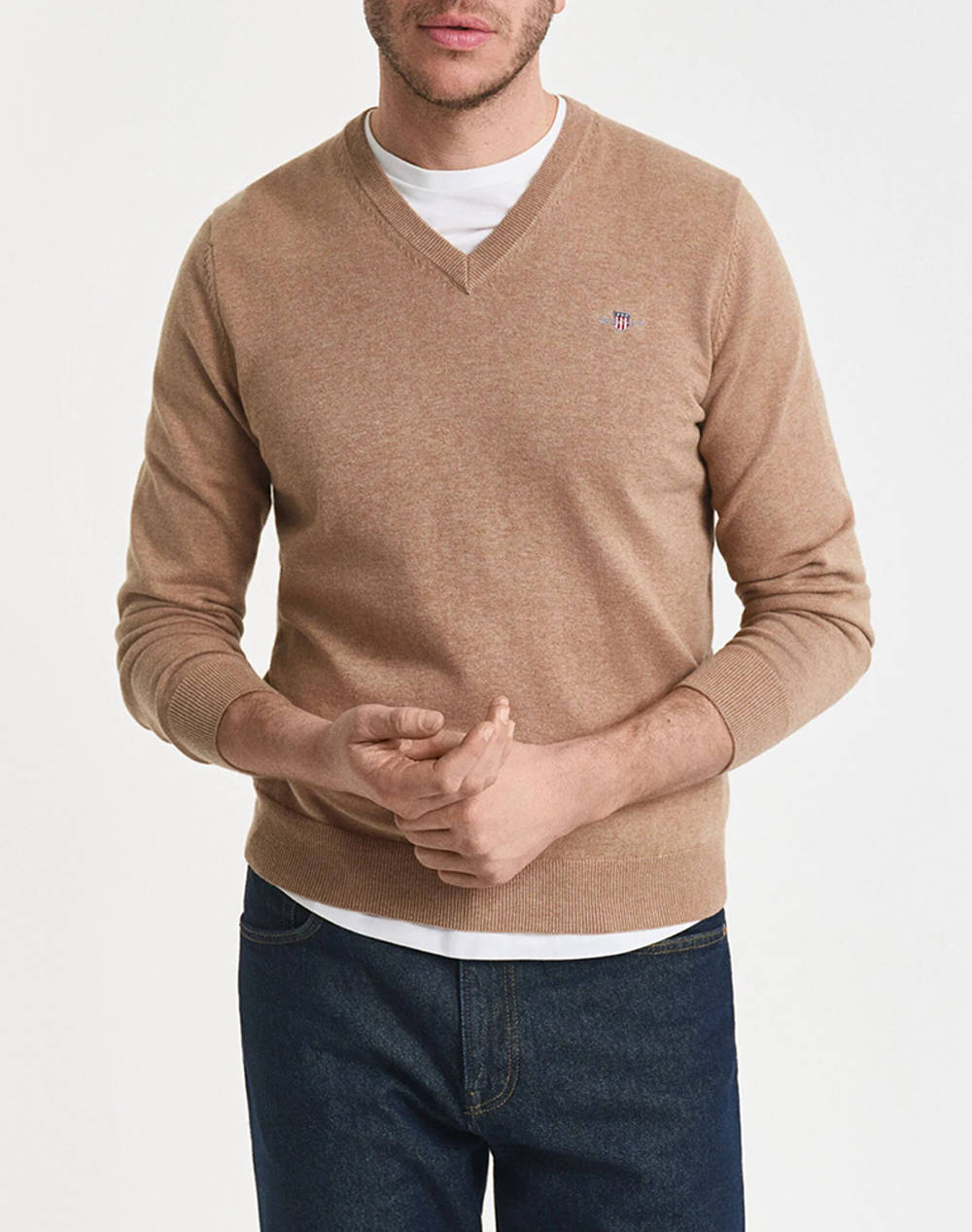 GANT ΠΟΥΛΟΒΕΡ ΜΜ CLASSIC COTTON V-NECK 3G8030562-295 SandyBrown