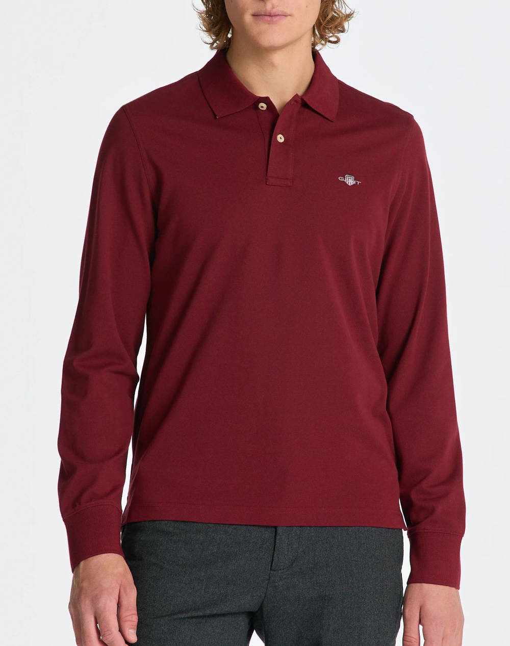 GANT ΜΠΛΟΥΖΑ ΜΜ REG SHIELD LS PIQUE RUGGER 3G2230-1-604 DarkRed