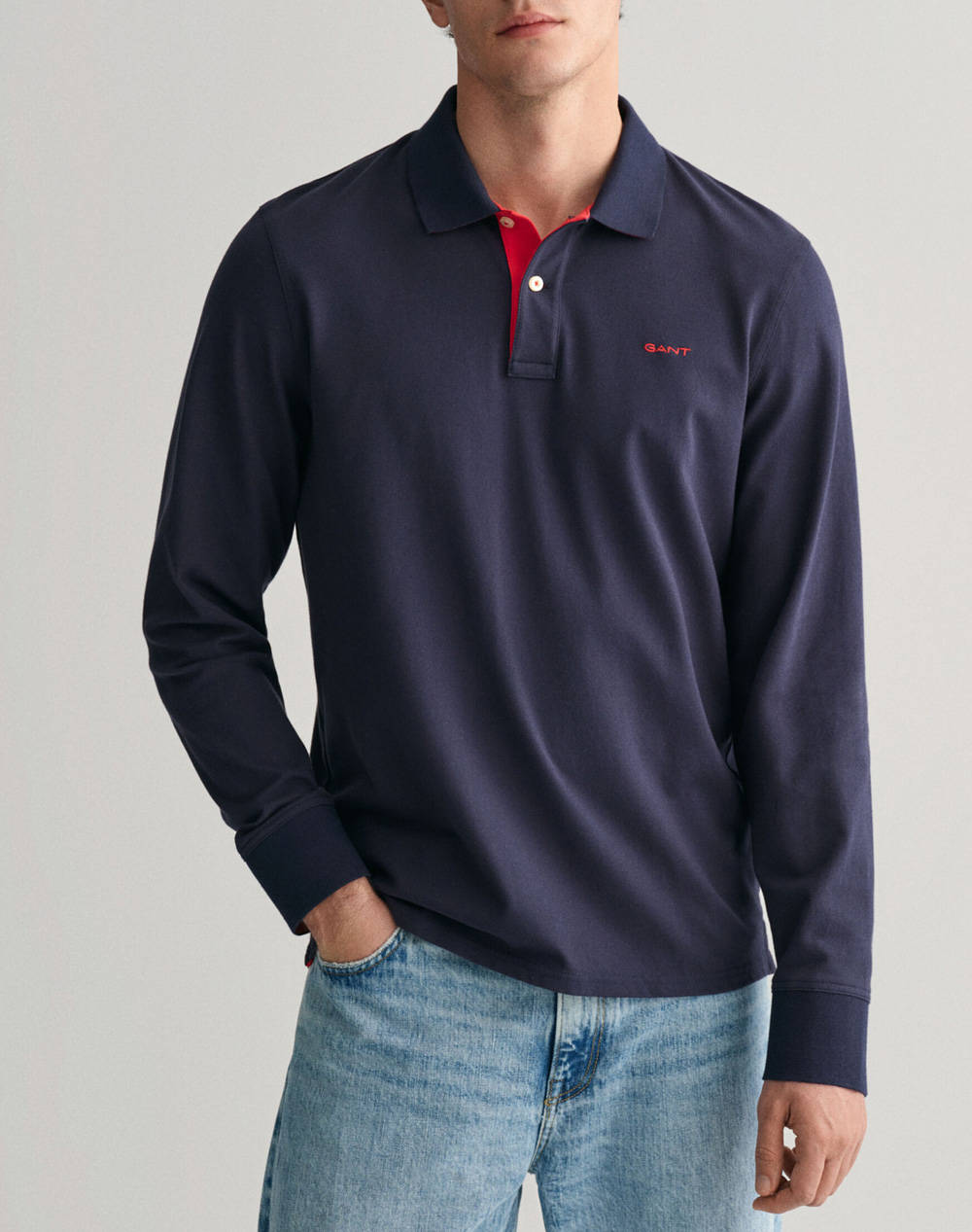 GANT ΜΠΛΟΥΖΑ ΜΜ REG CONTRAST PIQUE LS POLO 3G2065004-433 DarkBlue