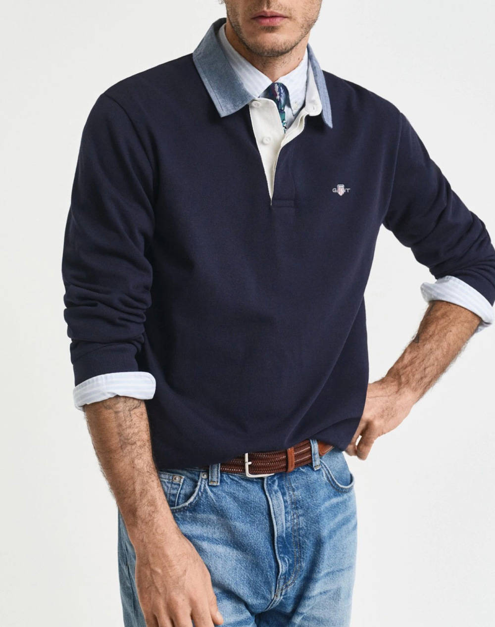 GANT ΜΠΛΟΥΖΑ ΜΜ REG CHAMBRAY HEAVY RUGGER 3G2004082-433 DarkBlue
