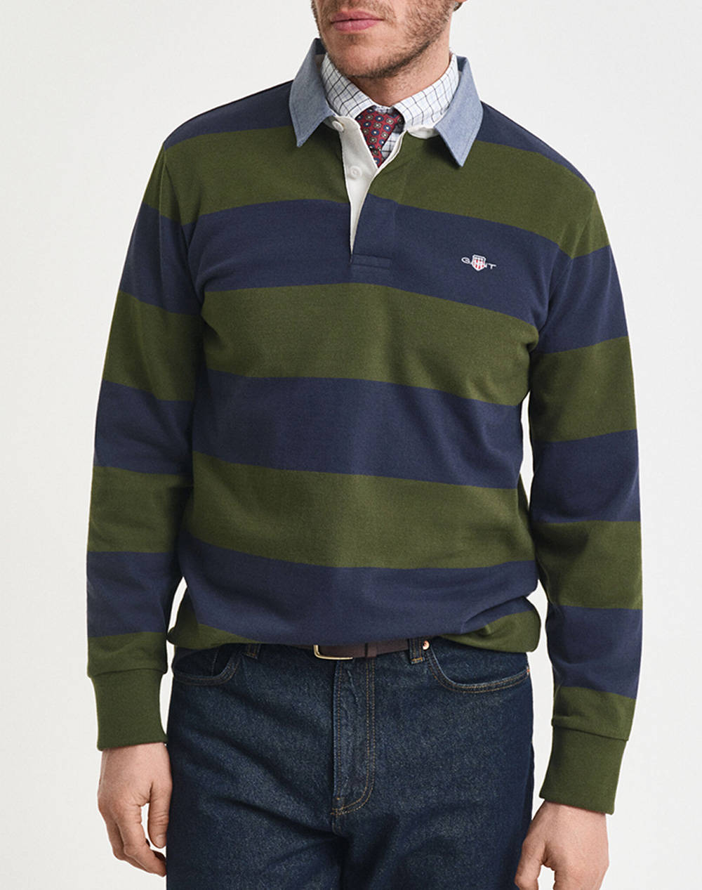 GANT ΜΠΛΟΥΖΑ ΜΜ REG CHAMBRAY STRIPE HEAVY RUGGER 3G2004083-360 Olive