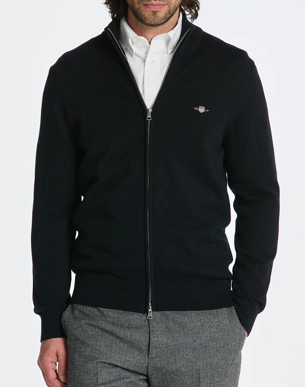 GANT GANT ΖΑΚΕΤΑ ΠΛΕΚΤΗ CASUAL COTTON ZIP CARDIGAN 3G8030164-5 Black