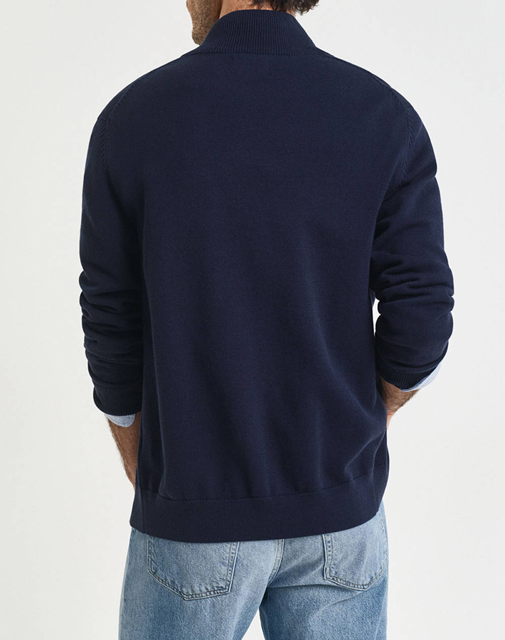 GANT ΖΑΚΕΤΑ ΠΛΕΚΤΗ CASUAL COTTON ZIP CARDIGAN 3G8030164-433 DarkBlue φωτογραφία