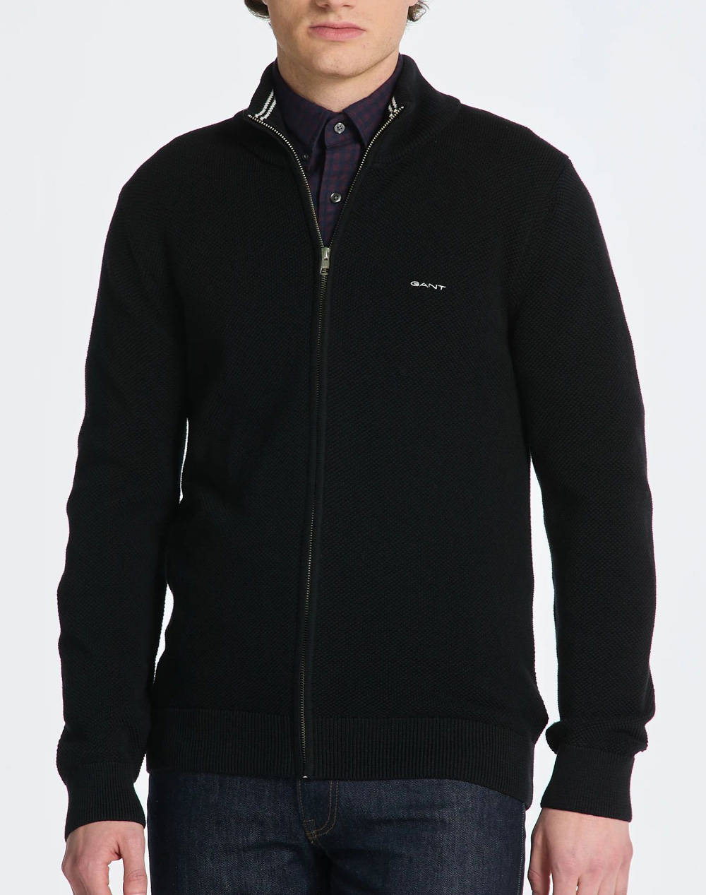 GANT GANT ΖΑΚΕΤΑ ΠΛΕΚΤΗ COTTON PIQUE ZIP CARDIGAN 3G8040524-5 Black