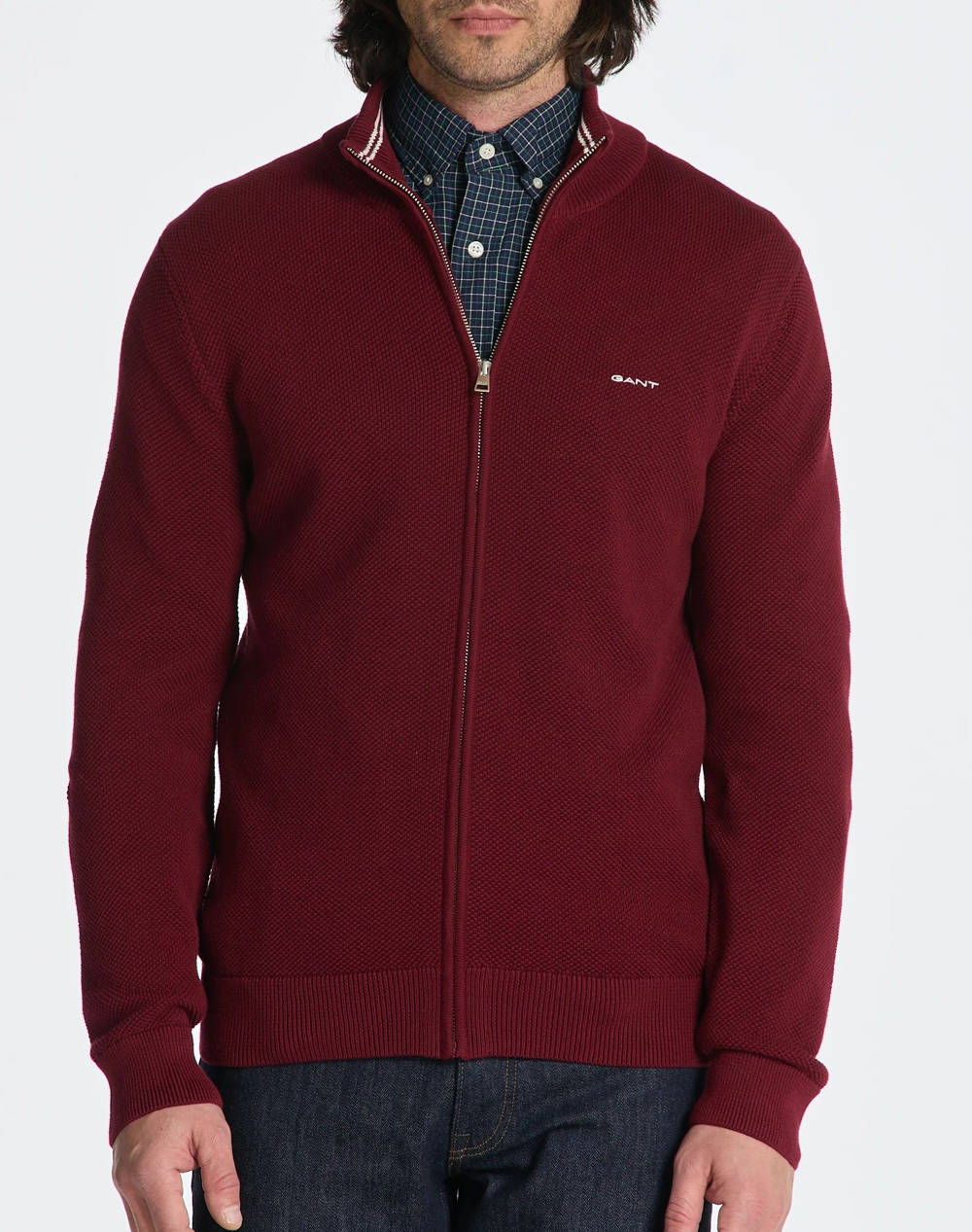 GANT ΖΑΚΕΤΑ ΠΛΕΚΤΗ COTTON PIQUE ZIP CARDIGAN 3G8040524-604 DarkRed