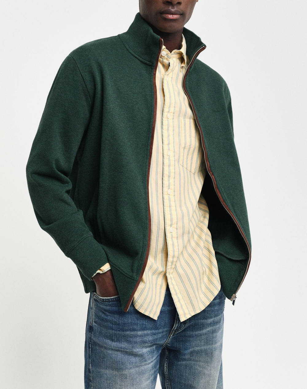 GANT ΖΑΚΕΤΑ ΦΟΥΤΕΡ SACKER RIB FULL ZIP CARDIGAN 3G2028042-374 DarkGreen