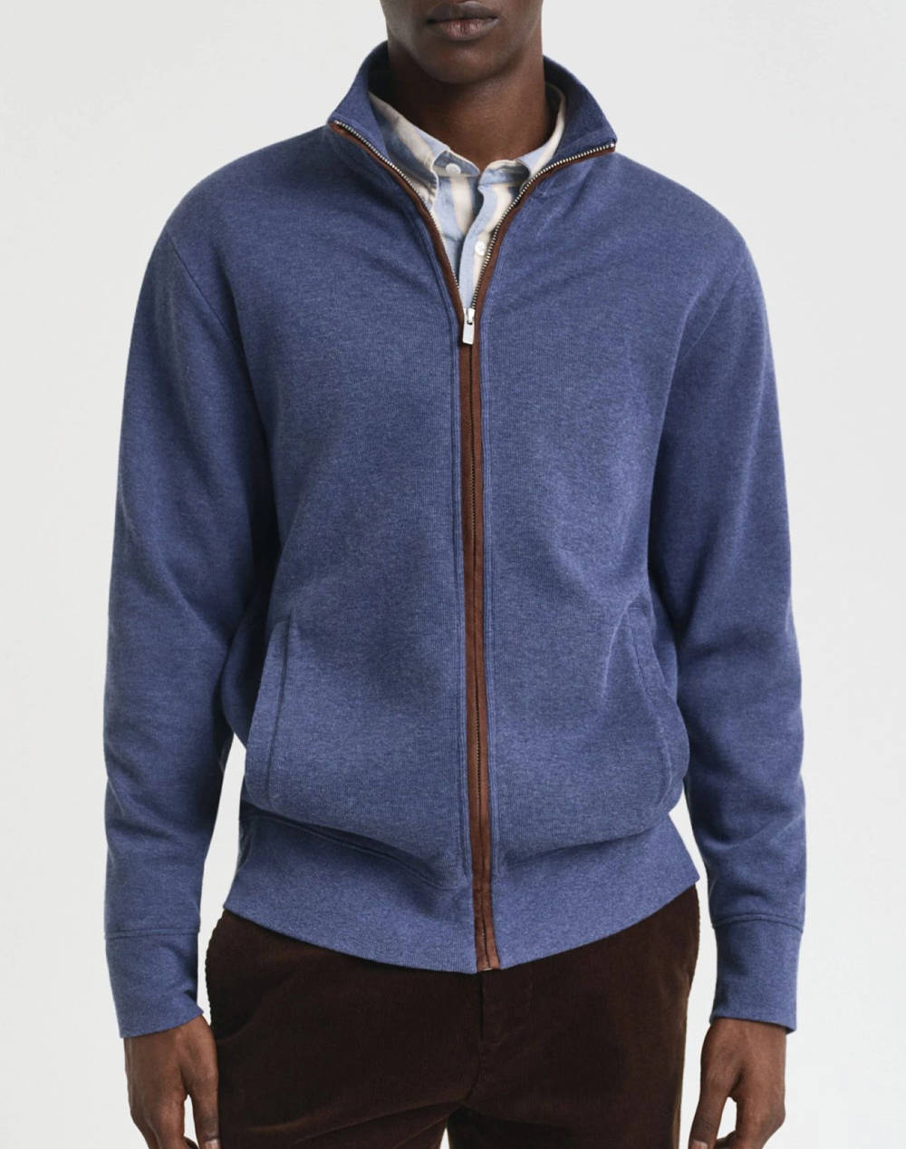 GANT ΖΑΚΕΤΑ ΦΟΥΤΕΡ SACKER RIB FULL ZIP CARDIGAN 3G2028042-902 JeanBlue