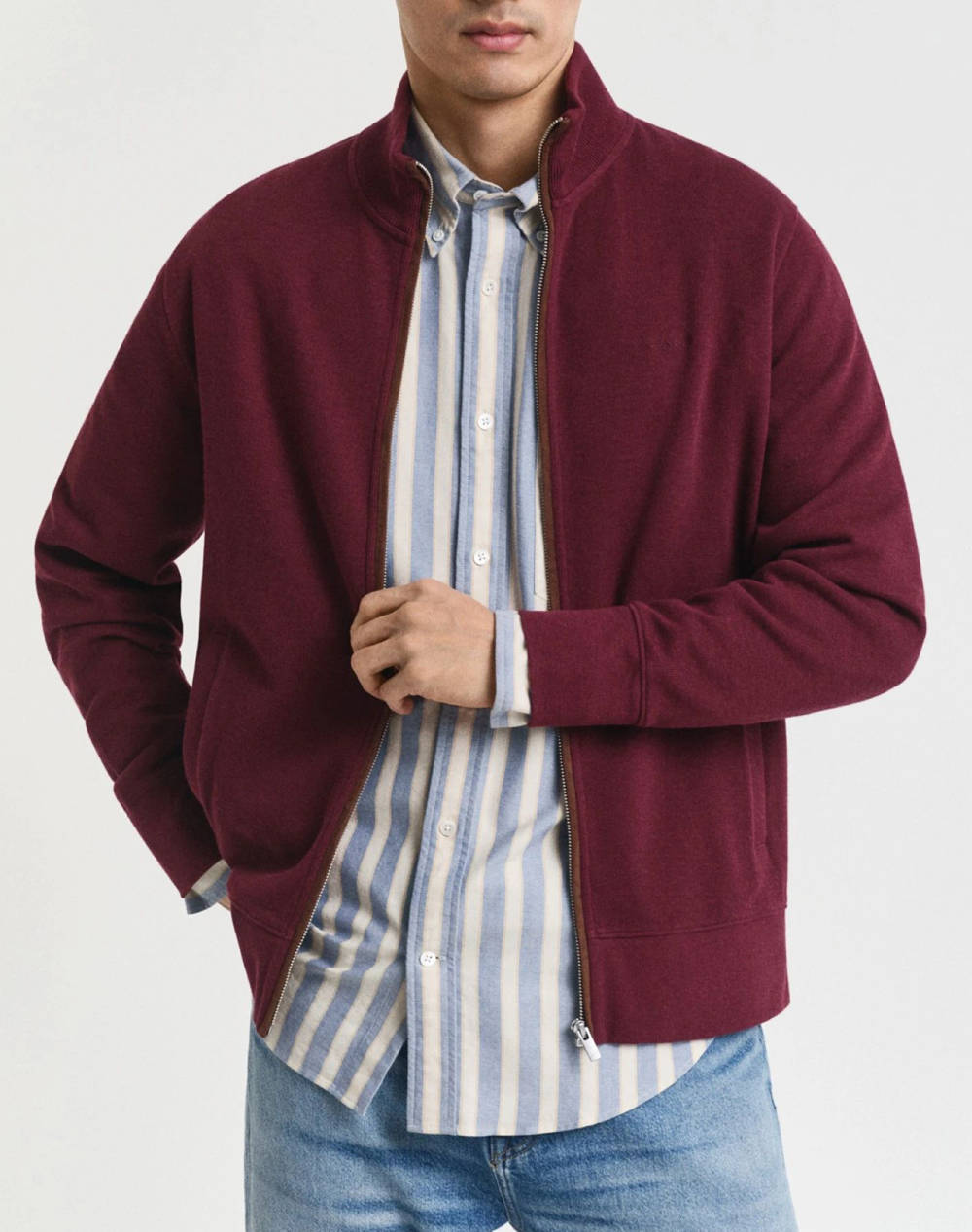 GANT ΖΑΚΕΤΑ ΦΟΥΤΕΡ SACKER RIB FULL ZIP CARDIGAN 3G2028042-621 RedWine