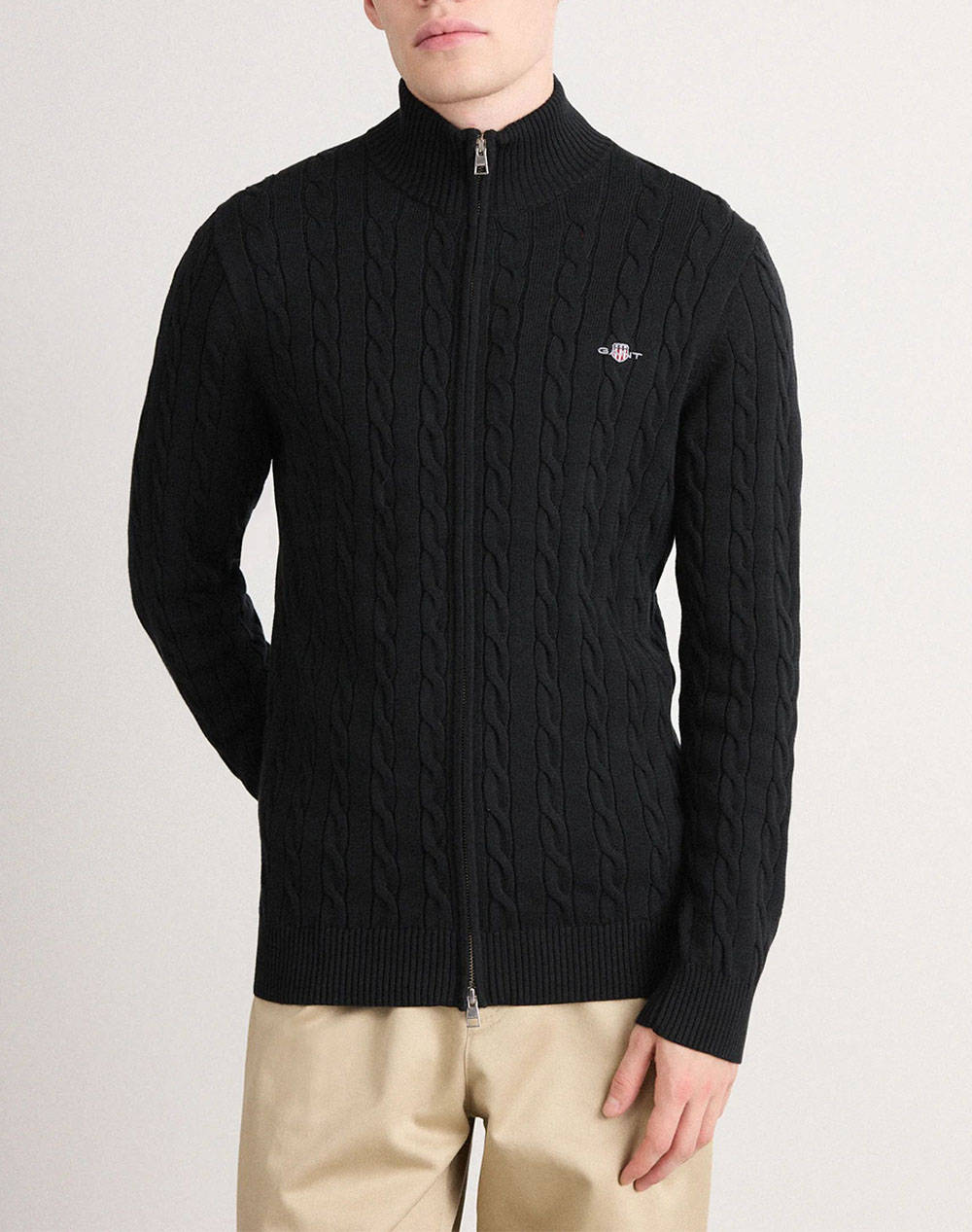 GANT ΖΑΚΕΤΑ ΠΛΕΚΤΗ COTTON CABLE ZIPPED CARDIGAN 3G8050604-5 Black