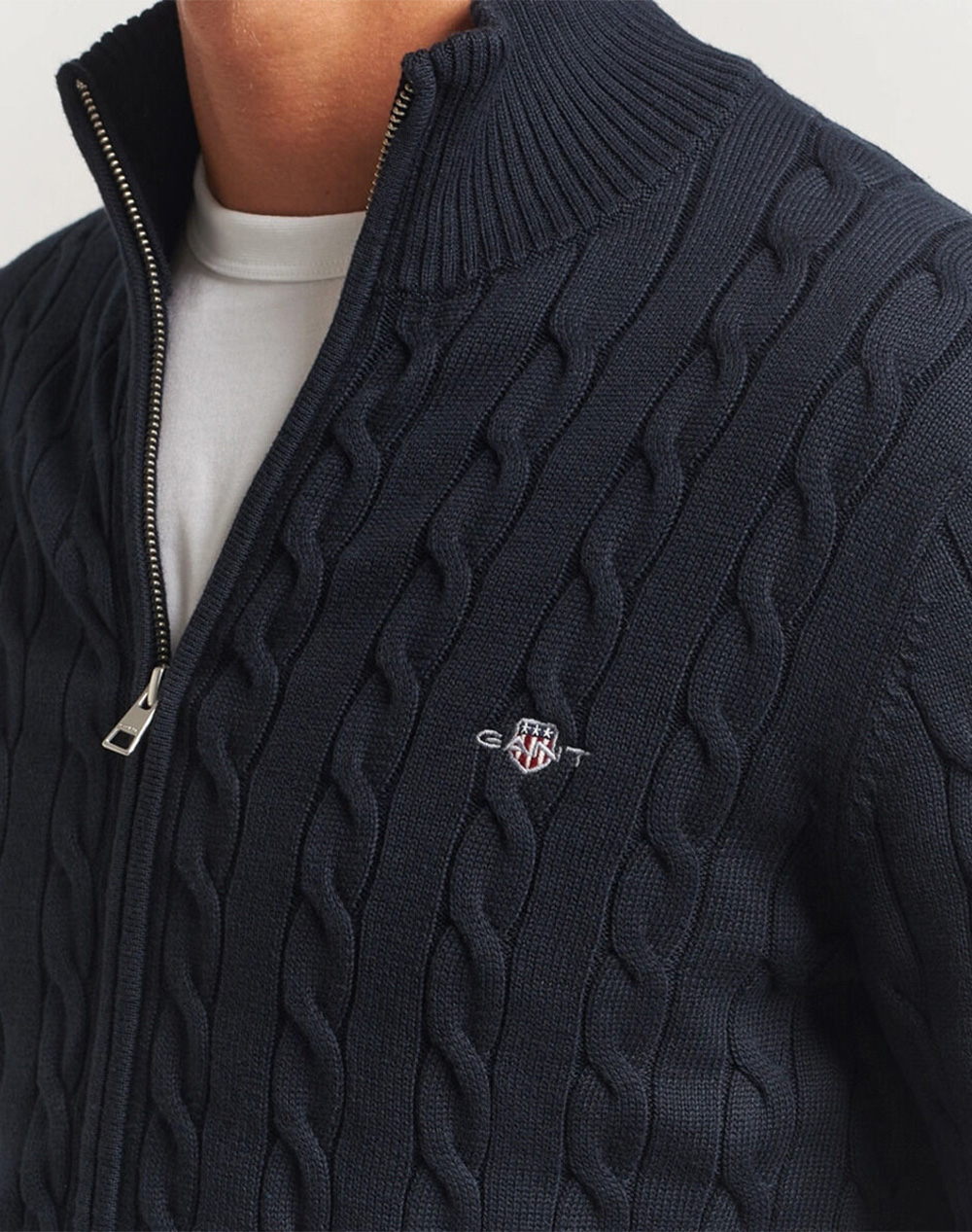 GANT ΖΑΚΕΤΑ ΠΛΕΚΤΗ COTTON CABLE ZIPPED CARDIGAN 3G8050604-433 DarkBlue φωτογραφία