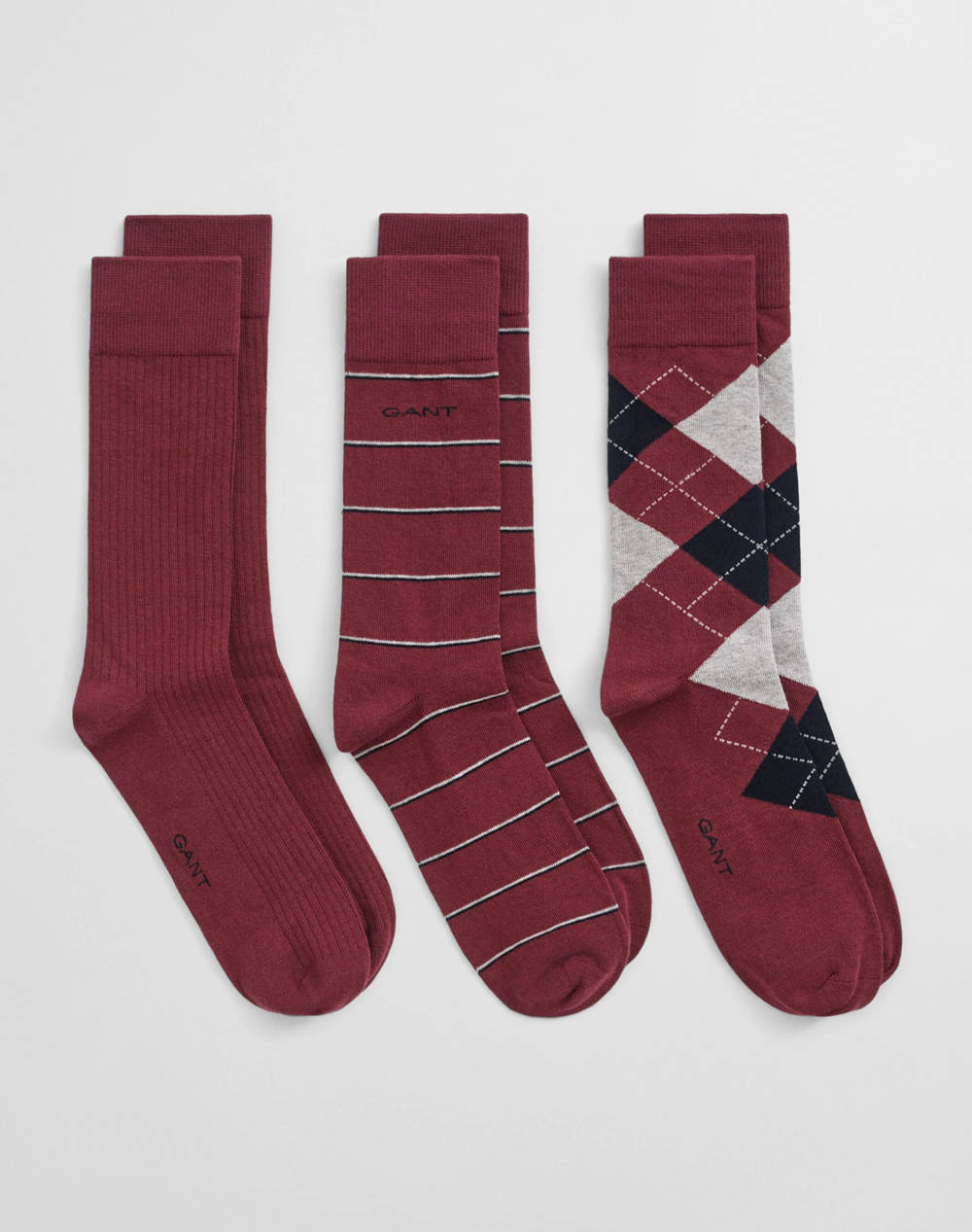 GANT ΚΑΛΤΣΕΣ ΣΕΤ 3 ΤΕΜ ARGYLE AND STRIPE 3-PACK 3G9960334-604 DarkRed