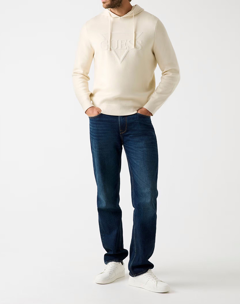 GUESS JOBY HOODIE FRENCH TERRY SWTR ΠΛΕΚΤΟ ΑΝΔΡΙΚΟ M5BR18Z0470-G1CV Cream φωτογραφία