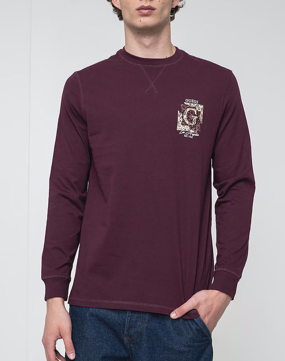 GUESS CN LS BIG G LOGO TEE ΜΠΛΟΥΖΑ ΑΝΔΡΙΚΟ M5BI19K8FQ4-RGP Bordeux