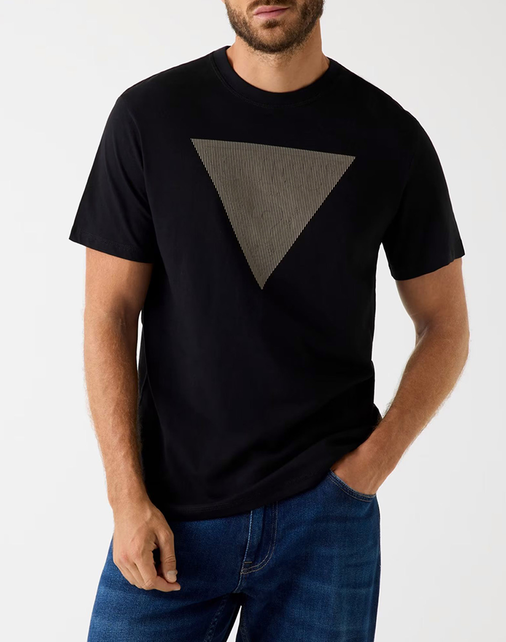 GUESS CN SS TRIANGLE LOGO TEE ΜΠΛΟΥΖΑ ΑΝΔΡΙΚΟ M5BI04I3Z14-JBLK Black