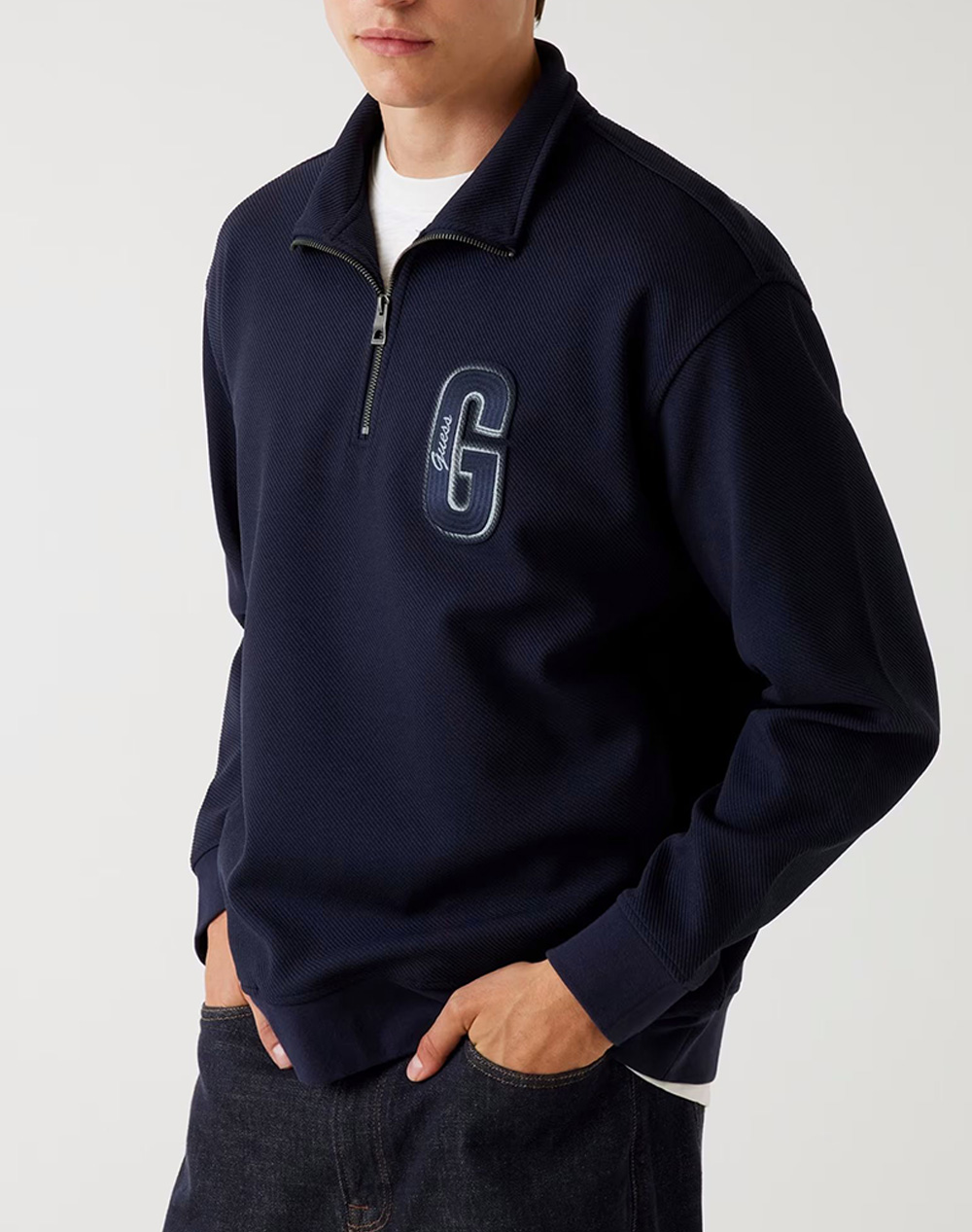 GUESS HARRIS TWILL ZIP MOCK NECK ΦΟΥΤΕΡ ΑΝΔΡΙΚΟ M5BQ18K0552-G7V2 DarkBlue