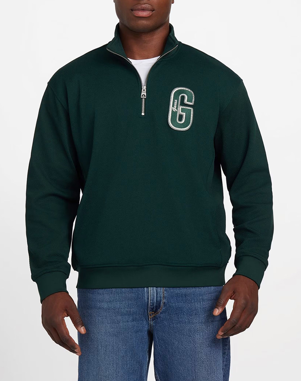 GUESS HARRIS TWILL ZIP MOCK NECK ΦΟΥΤΕΡ ΑΝΔΡΙΚΟ M5BQ18K0552-G8H6 DarkGreen