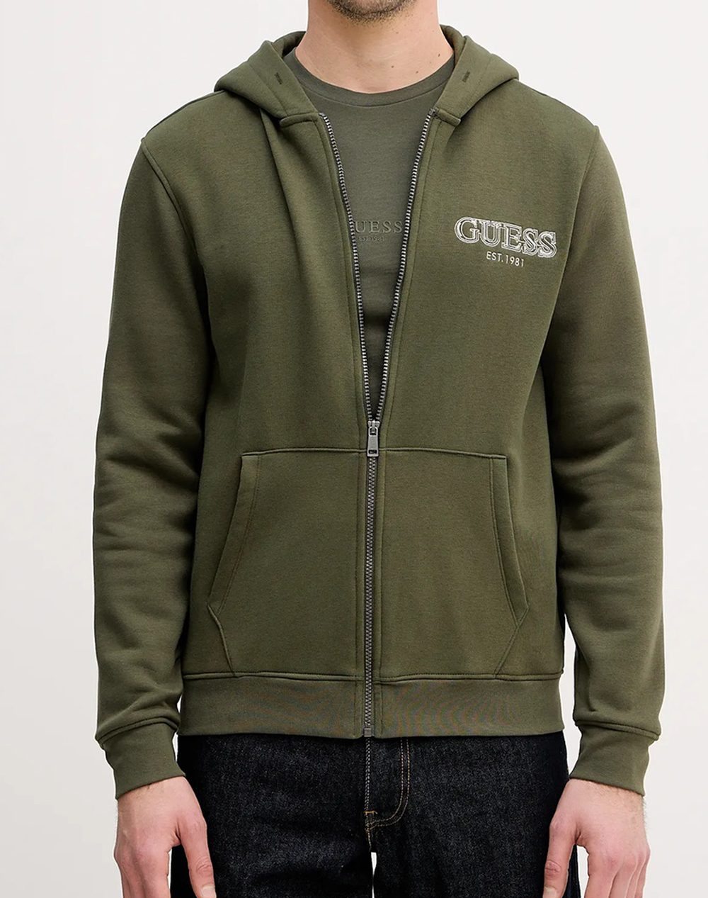 GUESS ZIP BASIC SWEATSHIRT ΦΟΥΤΕΡ ΑΝΔΡΙΚΟ M5BQ48K9Z21-A81U DarkGreen