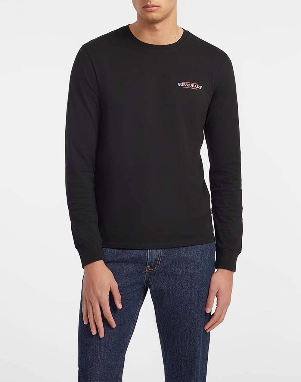 GUESS JEANS GUESS JEANS GJ LS CN SLIM AMERICAN TR TEE ΜΠΛΟΥΖΑ ΑΝΔΡΙΚΟ M4YI54K8HM0-JBLK Black