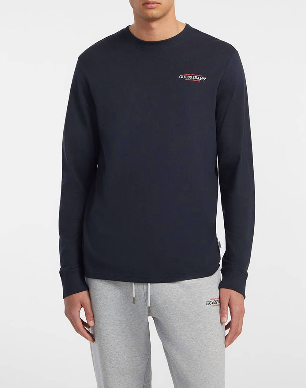 GUESS JEANS GJ LS CN SLIM AMERICAN TR TEE ΜΠΛΟΥΖΑ ΑΝΔΡΙΚΟ M4YI54K8HM0-A71W DarkBlue