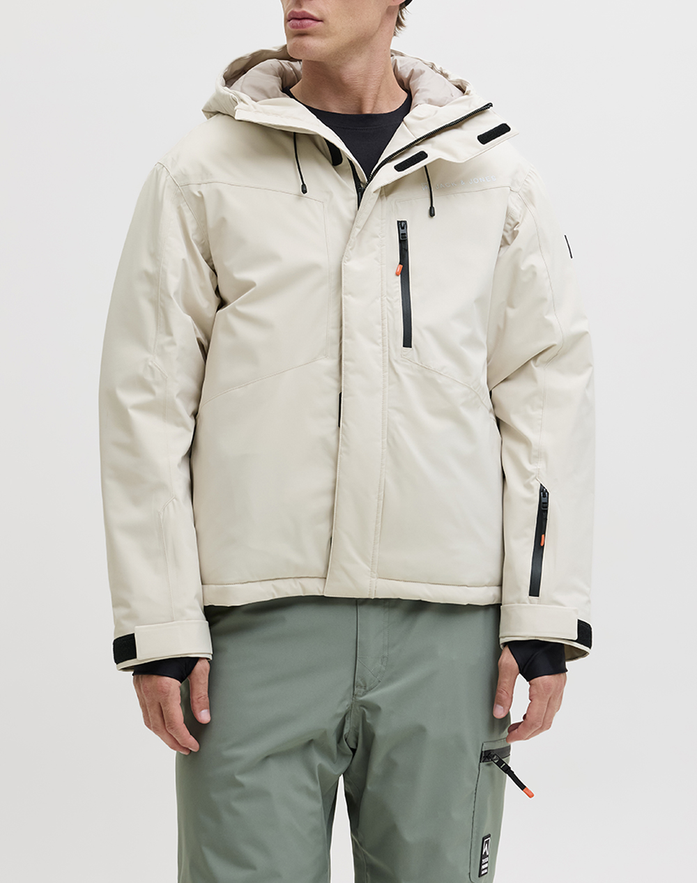 JACK&JONES JJALPES SKI JACKET AW25 12284649-Silver LiningJJBRANDING Cream
