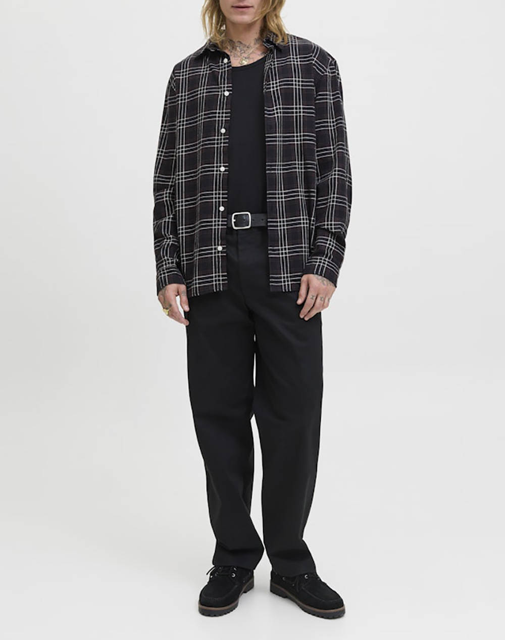 JACK&JONES JORJOSHUA FLANNEL CHECK SHIRT LS LN 12260776-Pirate Black Black φωτογραφία