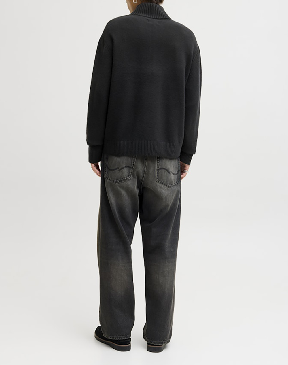 JACK&JONES JORNORREBRO KNIT HALF ZIP SN 12282749-BLACK Black φωτογραφία