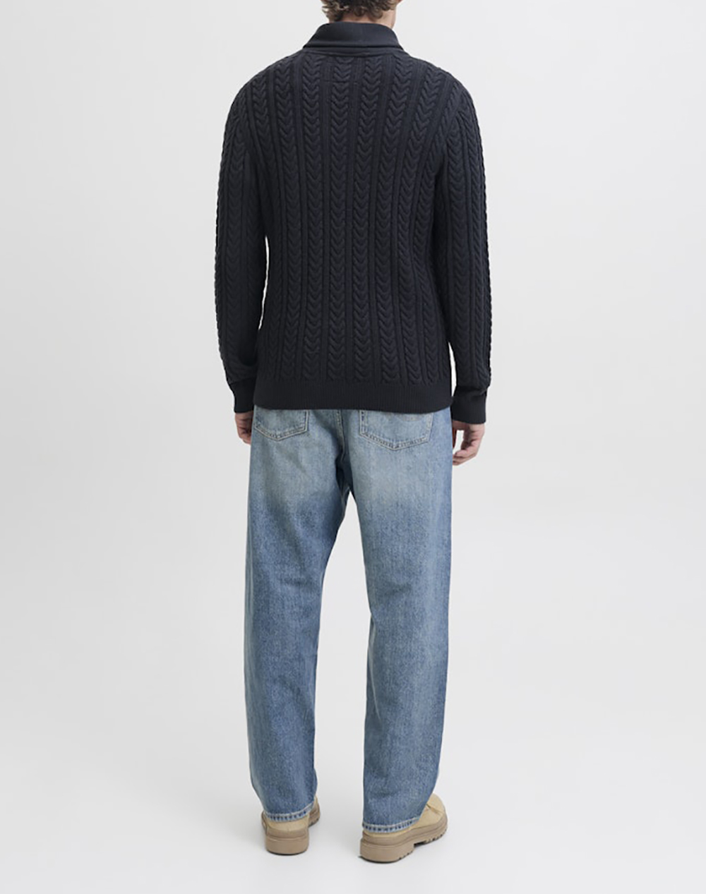 JACK&JONES JPRBLUSEAN KNIT CABLE SHAWL NECK 12283488-Dark Navy DarkBlue φωτογραφία