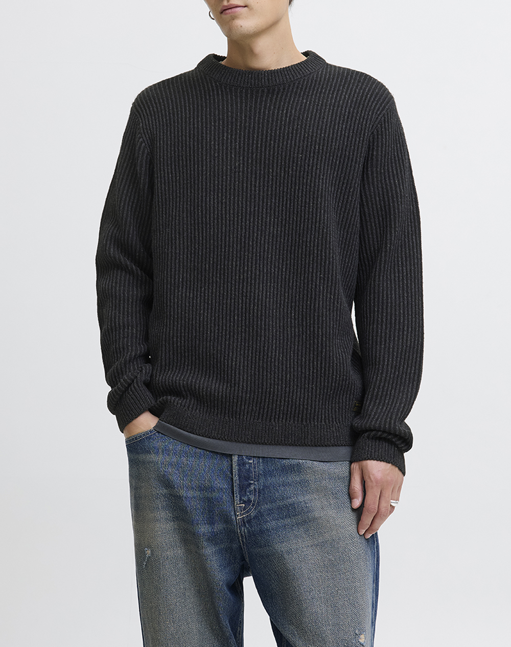JACK&JONES JJEDOVER KNIT CREW NECK SN 12278816-BLACK Black