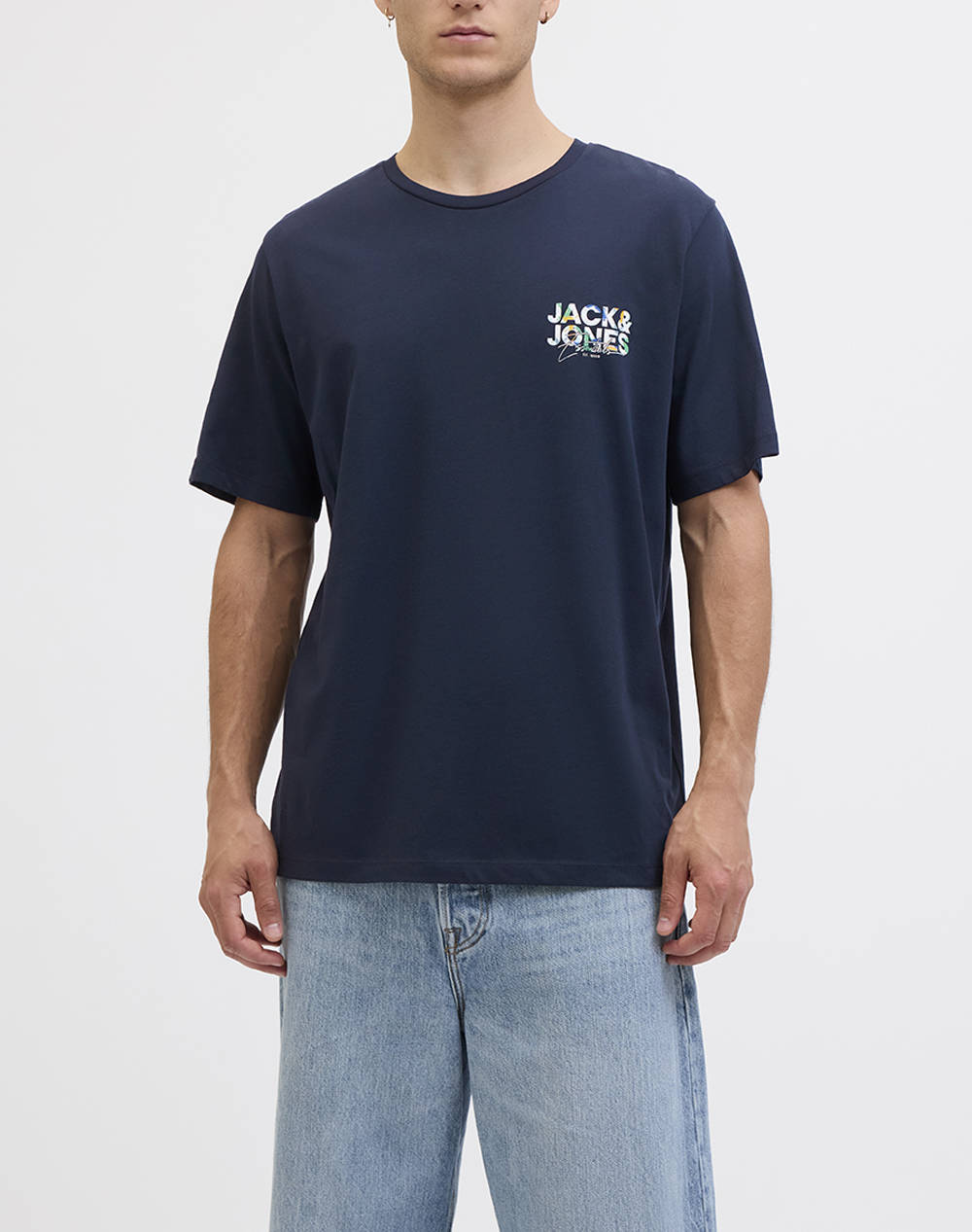 JACK&JONES JJGEPLAS TEE SS CREW NECK LN 12278523-Sky CaptainPrint:Small print MidnightBlue