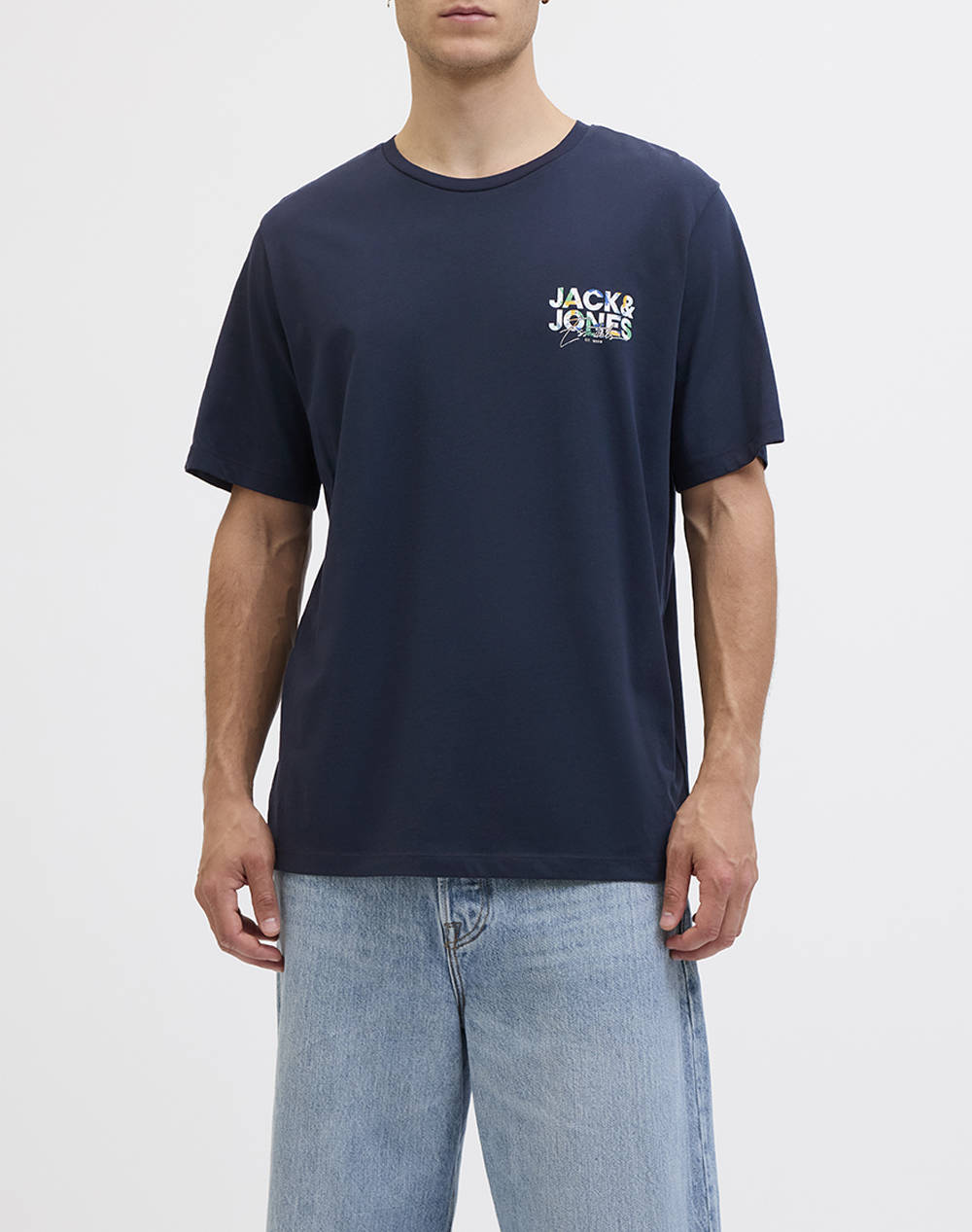 JACK&JONES JACK&JONES JJGEPLAS TEE SS CREW NECK LN 12278523-Sky CaptainSmall print NavyBlue