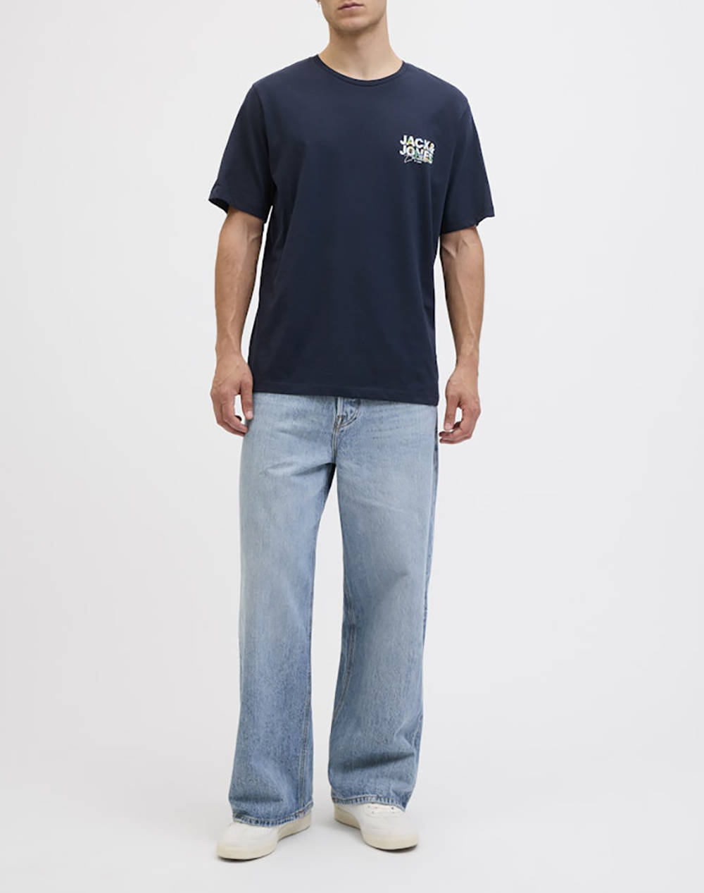 JACK&JONES JJGEPLAS TEE SS CREW NECK LN 12278523-Sky CaptainSmall print NavyBlue φωτογραφία