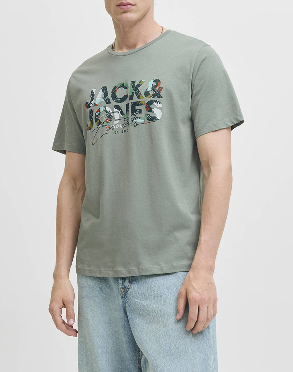 JACK&JONES JJGEPLAS TEE SS CREW NECK LN 12278523-Iceberg Green Olive