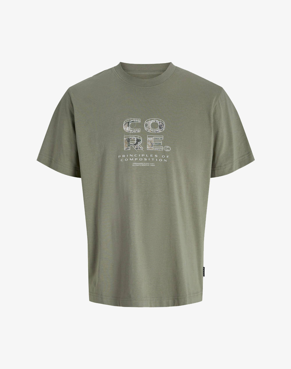 JACK&JONES JCOSTANCE FRONT TEXT TEE SS CREW NECK 12283401-Vetiver Khaki