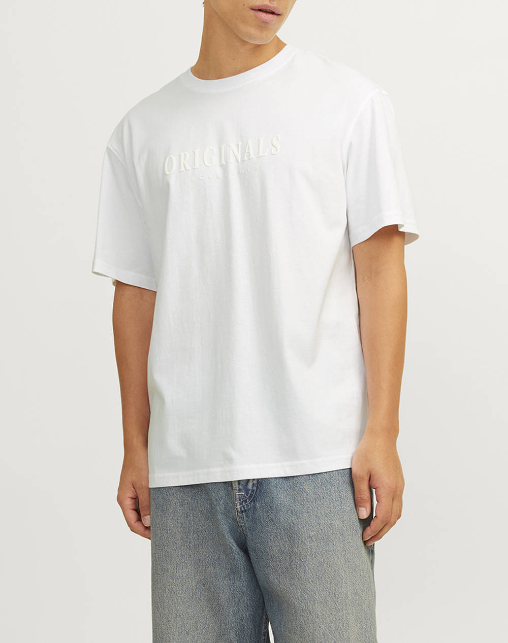 JACK&JONES JORFREDERIKSBERG TEE SS CREW NECK NOOS 12262494-BRIGHT WHITE White